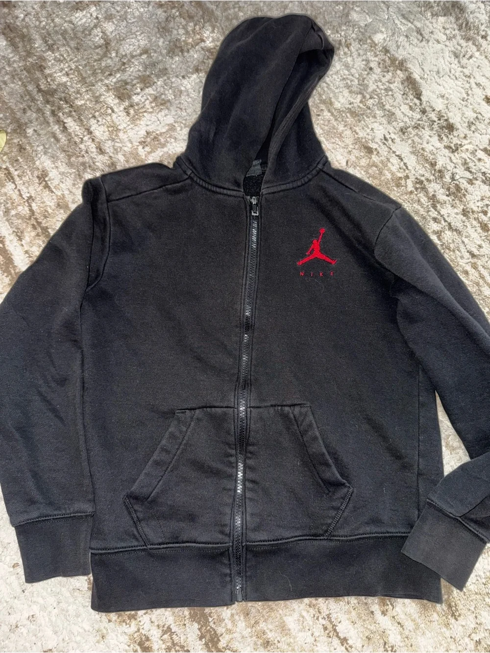 Jordan Black Zip-Up Hoodie with Red Jumpman